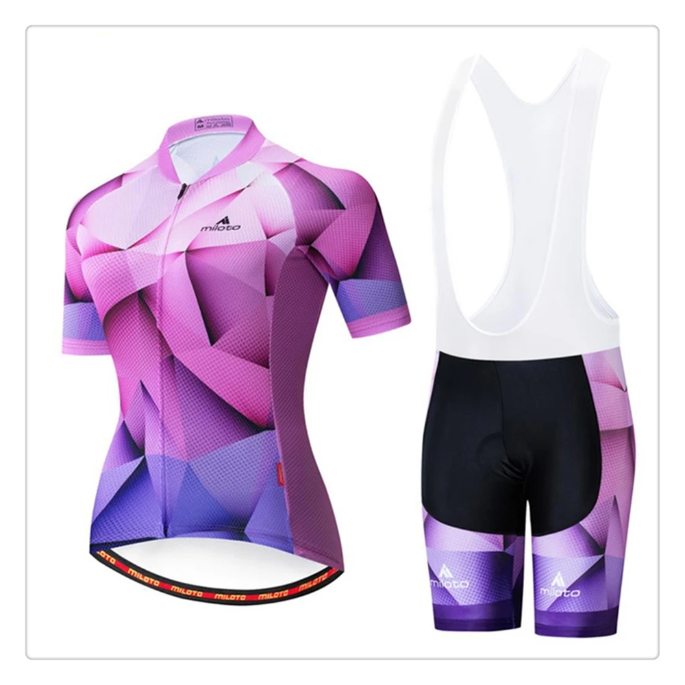 

MILOTO Team Triathlon Women's Cycling Jersey Summer Short Sleeve suit Anti-UV Cycling Bicycle Clothing Quick-Dry Cycling Set