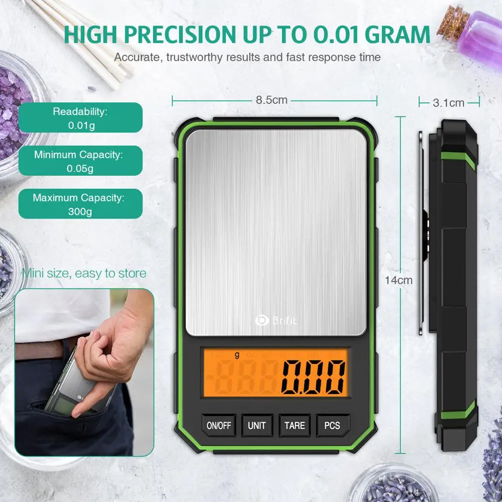 B&aacute;scula Digital electr&oacute;nica multifunci&oacute;n de alta precisi&oacute;n, balanza de cocina para alimentos de 0,05g-300g, con pantalla LCD-4
