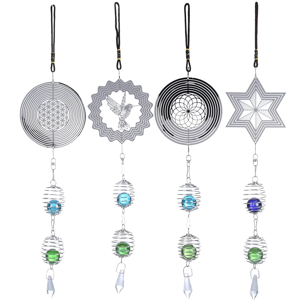 

Cute Wind Chime Metal Music Spiral Crystal Ball Wind Store Hanging Windchime Nordic Indoor Outdoor Home Decoration