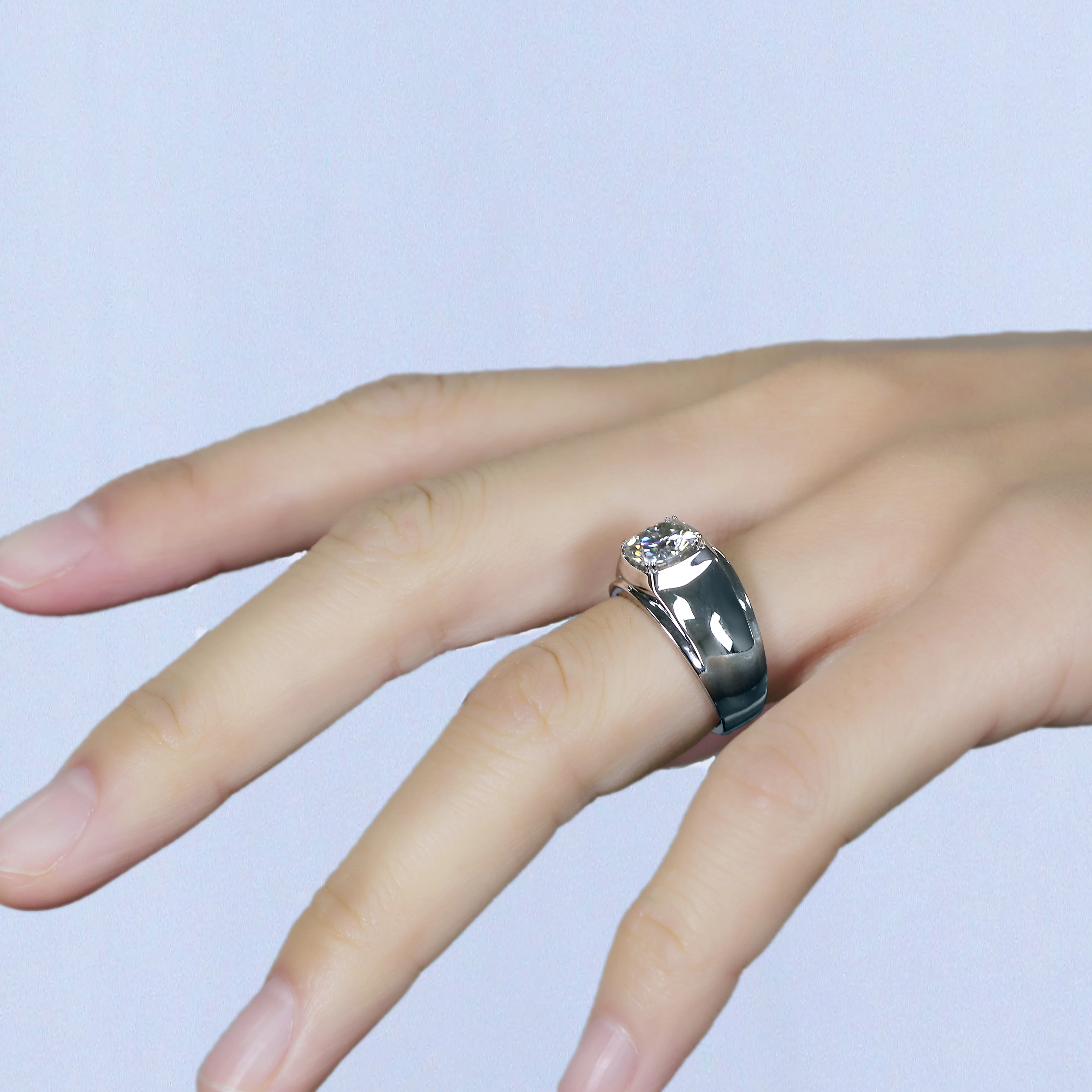 Серебряное мужское и женское кольцо с муассанитом 2 карата 7 5 мм | Украшения