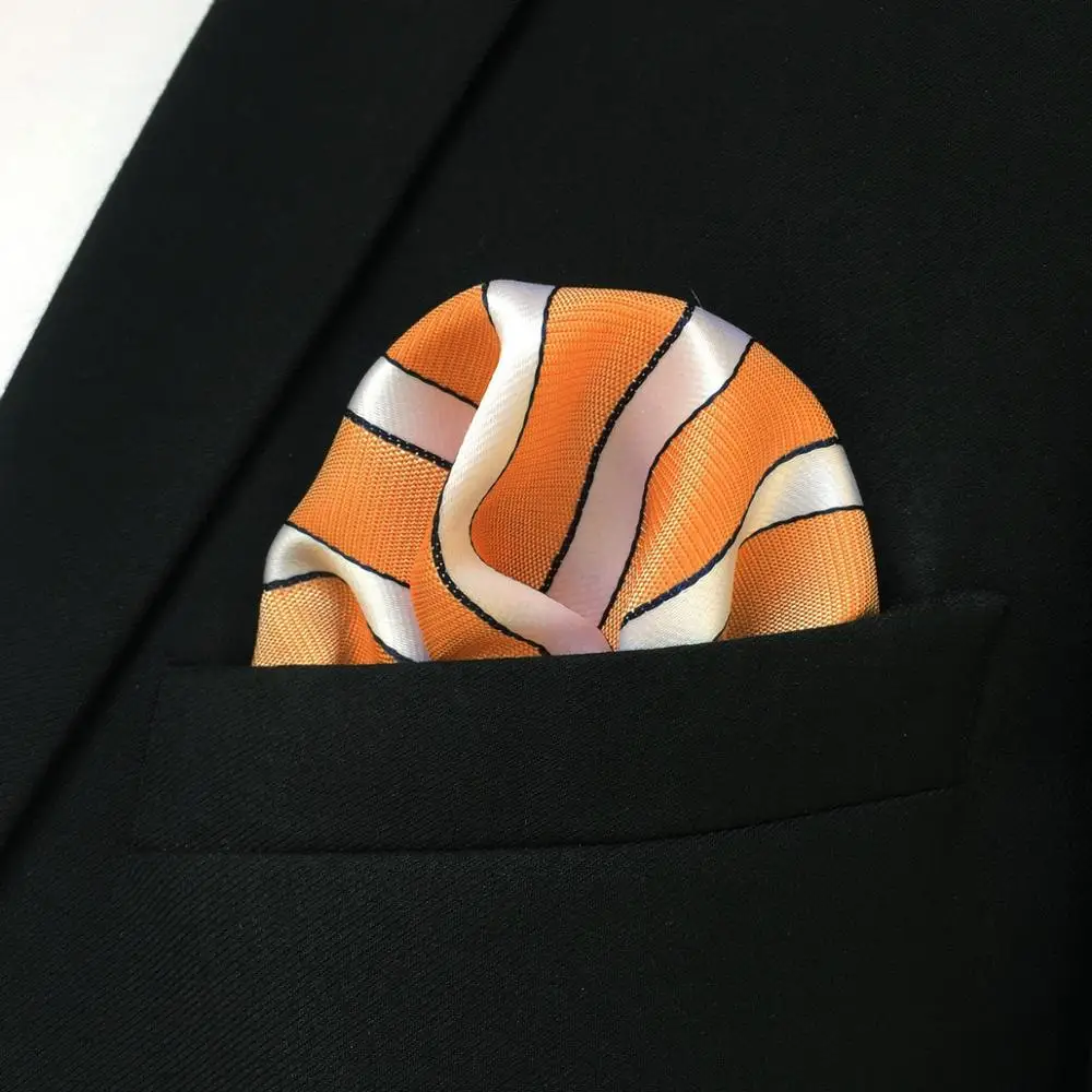 FH26 оранжевый белый полосатый Карманный квадратный модный платок для свадьбы Hanky |