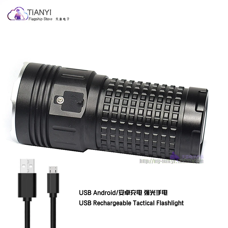 Ультра-яркий светодиодный фонарик с зарядкой от USB технология черного цвета |