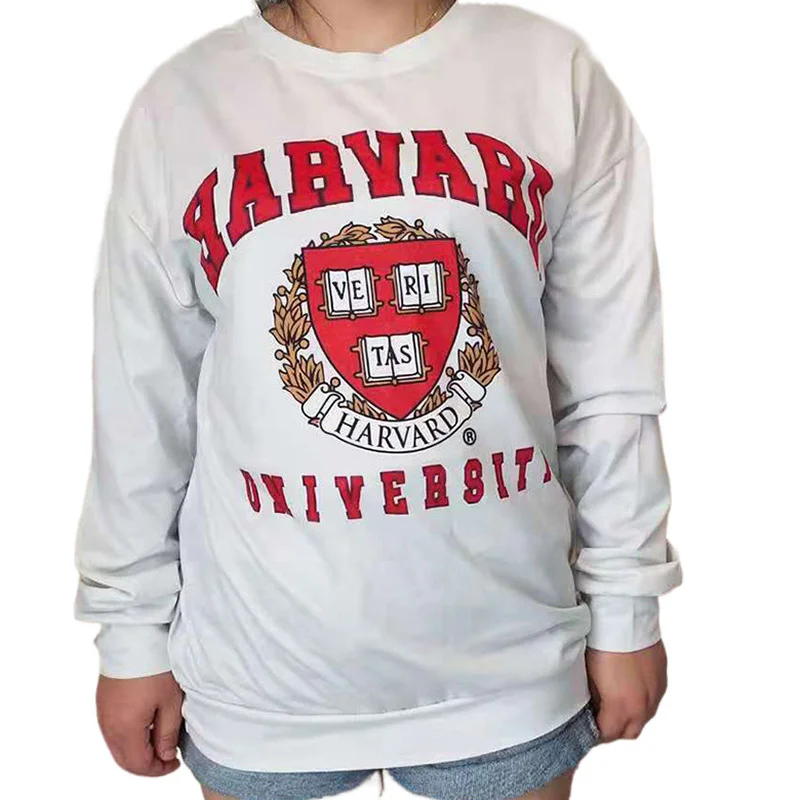 Свитшот женский белый с круглым вырезом и длинным рукавом | Женская одежда