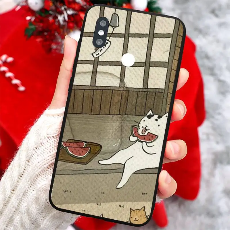 

cats and the library tree Phone Case For Xiaomi Redmi Note 4 4x 5 6 7 8 pro S2 PLUS 6A PRO