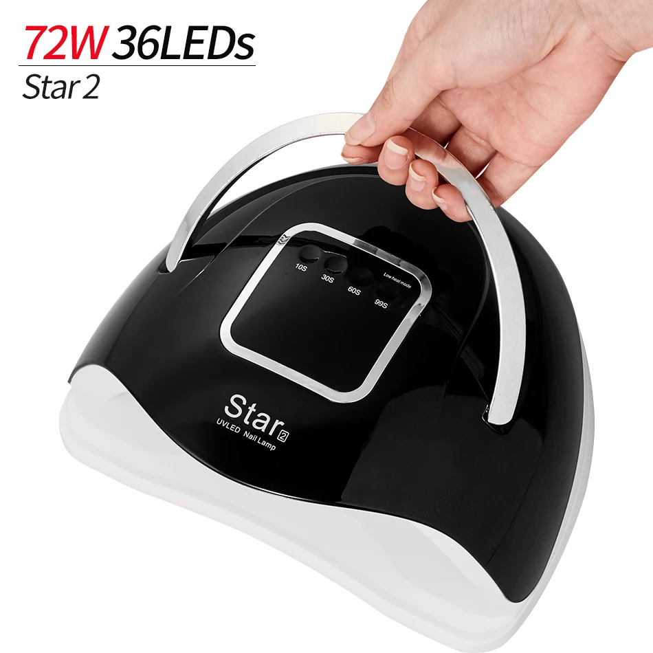 Star2 72W Black ROHWXY УФ-лампа для ногтей для маникюра светодиодный Сушилка для ногтей сушки лампа для сушки гель-лака ЖК-дисплей автоматический датчик 30 s/60 s/90 s дизайн ногтей инструмент - Цвет: Star2 72W Black