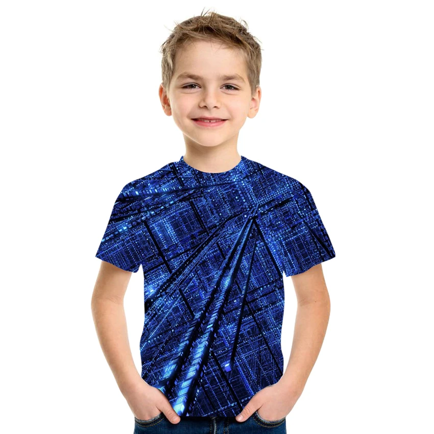 

2021 casual 3D printing quick-drying T-shirt for boys and girls, three-dimensional pattern loose and comfortable size 4T-16T