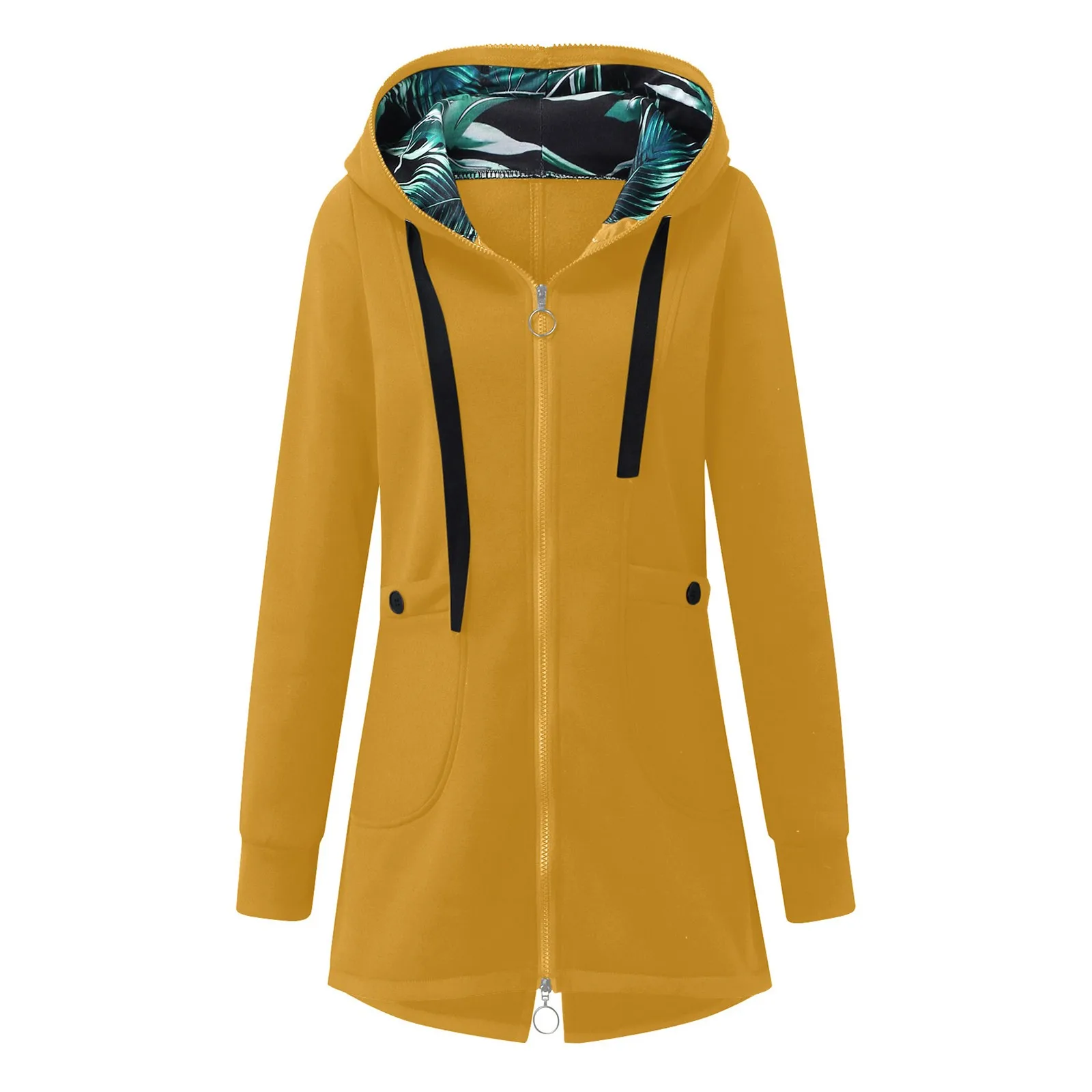 Женская однотонная толстовка с капюшоном и цветочным принтом на осень/зиму |