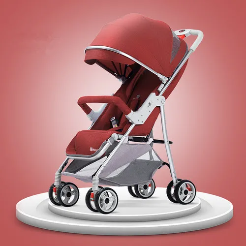 Red 6,2 кг легкая детская коляска 3 в 1 Высокий пейзаж коляска Складная портативная Горячая мама розовая коляска детская тележка - Цвет: Red
