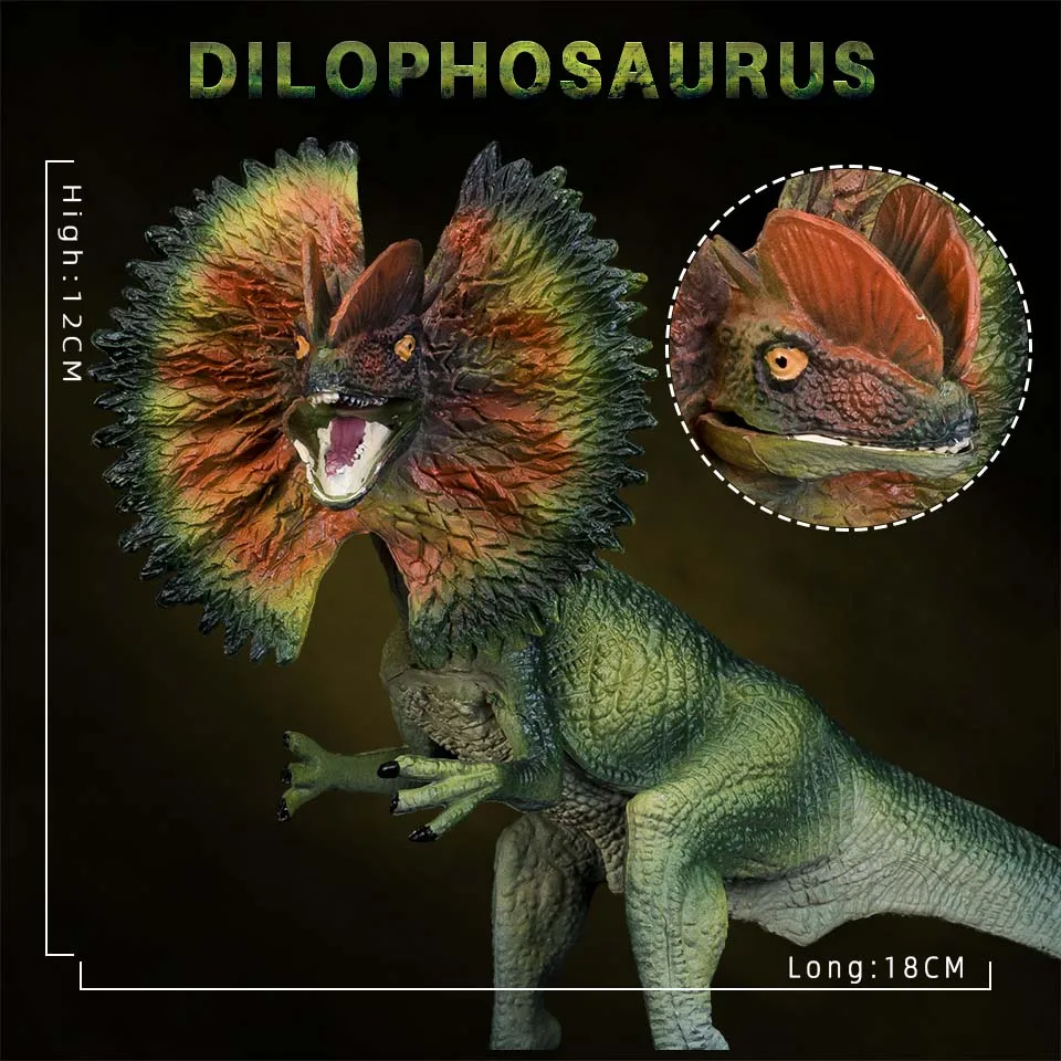 

HiTwo Static Solid Dinosaur Realistic Figures Lifelike Dilophosaurus Model Perfect Decoration For Party Favor Kid Toy Gift