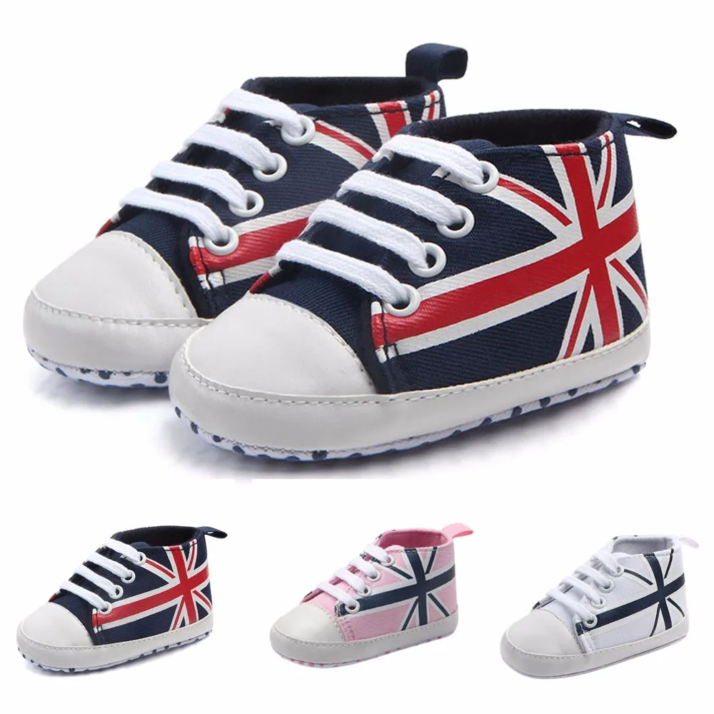 Мягкая Нескользящая парусиновая обувь с принтом флага Великобритании для