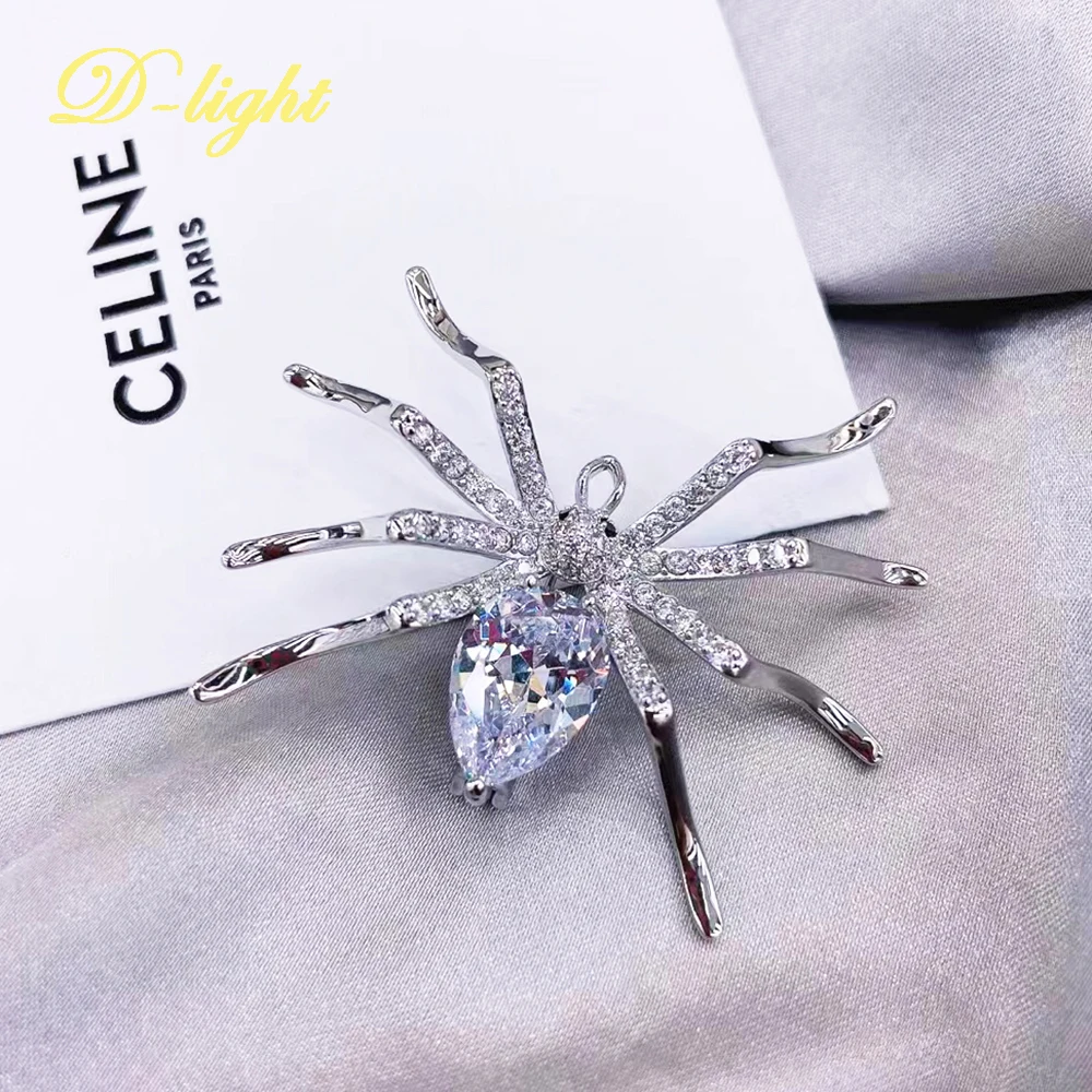 Персонализированная роскошная булавка с бриллиантами и кристаллами циркона в виде паука для мужчин и женщин на каждый день в подарок на блестящий банкет или вечеринку.