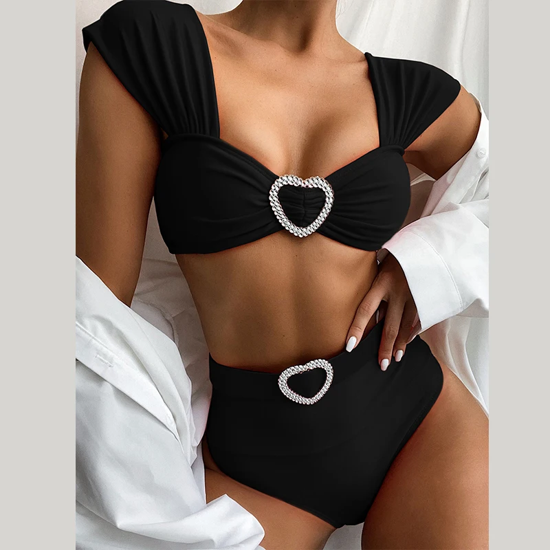 

Lovely Accessories Two Piece Bikini 2022 Sexy Women High Waist Push Up Swimwear Summer Female Biquini Beachwear Bathing Suits