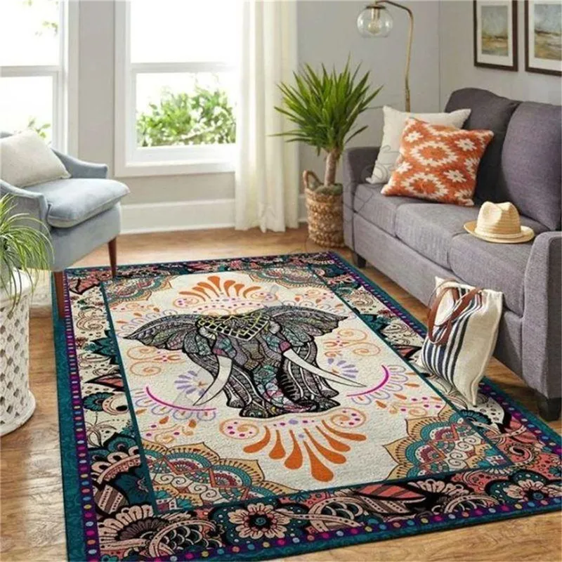

Psychedelic elephant Printed carpet Square Anti-Skid Area Floor Mat Rug Non-slip Mat Dining Room Living Room Soft Bedroom Carpet