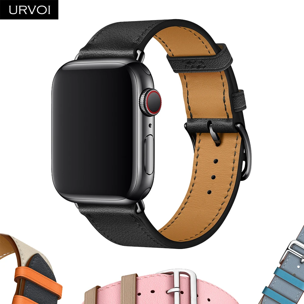 Ремешок URVOI для apple watch 6 SE 5 4 3 2 роскошный браслет из натуральной кожи ручной работы