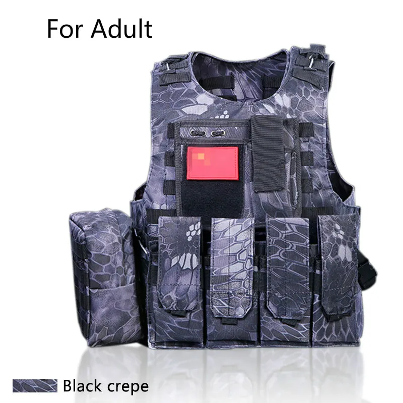Adult Black Snake Военный тактический жилет 600D Molle, боевой штурмовой жилет для мужчин и детей, тактический жилет для страйкбола, верхняя одежда, Охотничий Жилет - Цвет: Adult Black Snake