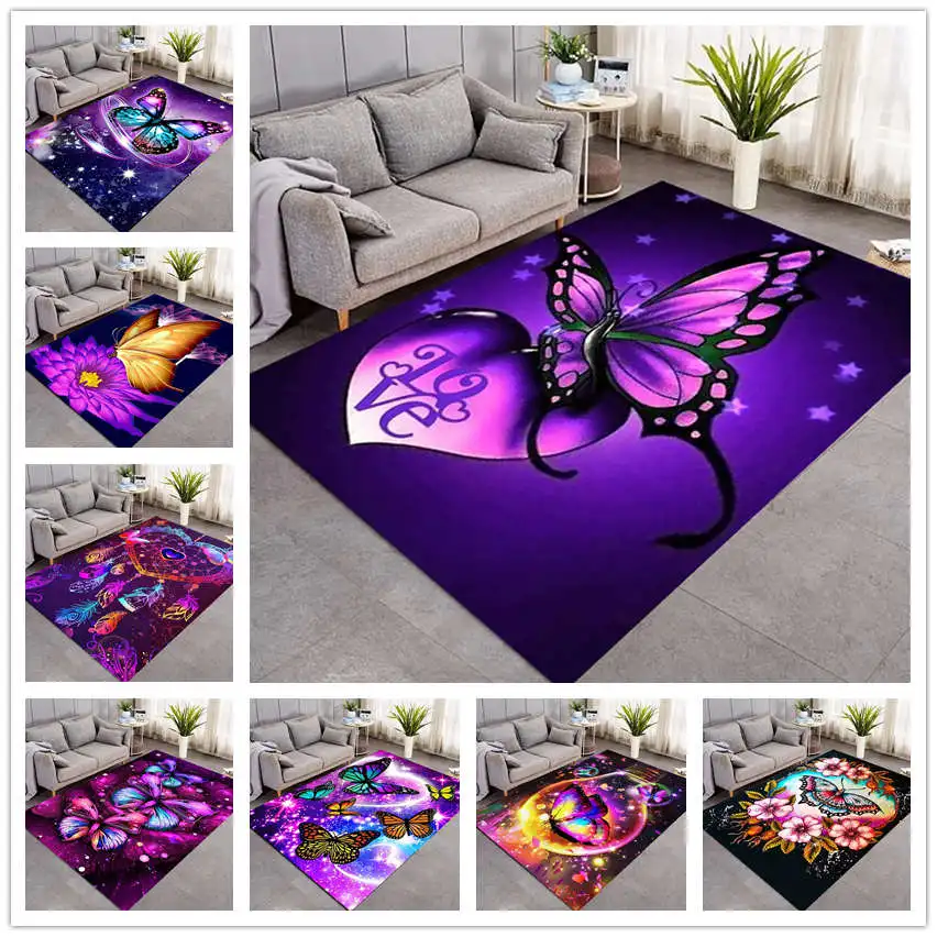 

Animal Butterfly pattern Carpets for Living room Bedroom Area Rugs Child Room Play Rug Cartoon 3D Printing Kids Game Mats