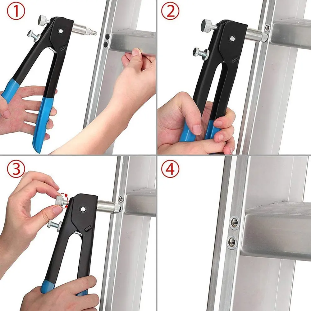 

86PCS Rivet Nut Tool Hand Threaded Riveter Kit Heavy Duty Metric M3 M4 M5 M6 M8 with Nuts Mandrel Household Repair Tools