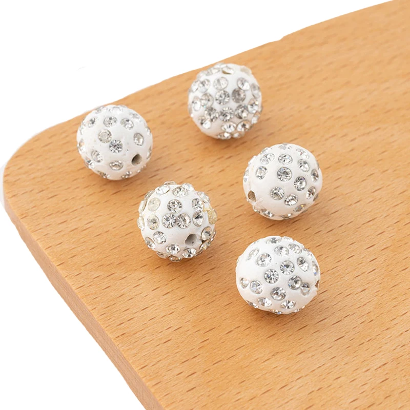 

50pcs 4/6/8/10/12mm Rhinestone Crystal Clay Beads Loose Spacer Ball Beads For Jewelry Making Necklace Bracelet Accessories DIY