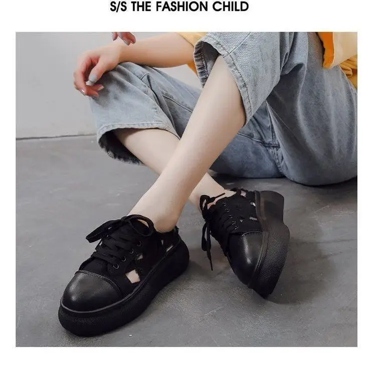 

Hollow Breathable Women Sneakers Summer Platform Lace Canvas Shoes Lady Outdoor Walking Running Sneaker Breathable Tennis Shoe