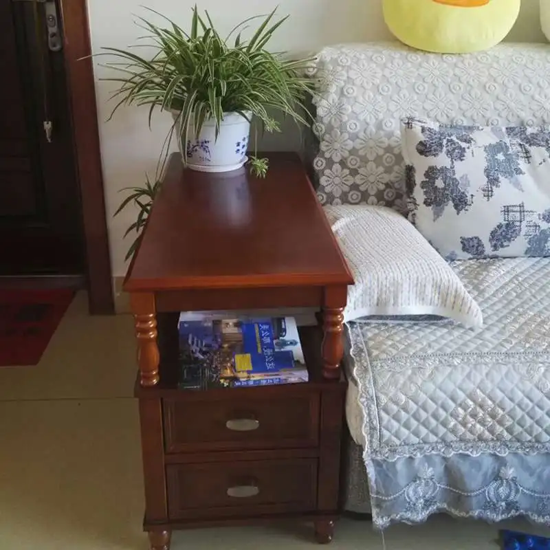 

American sofa side cabinet solid wood corner lockers European living room simple sand small coffee table corner cabinet