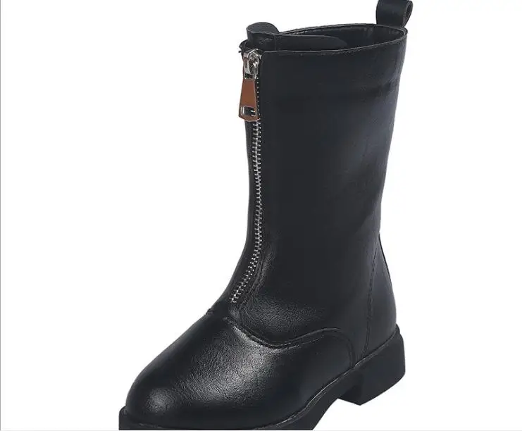 Осенне-зимняя новая черная детская обувь для девочек ботинки детей красная из pu