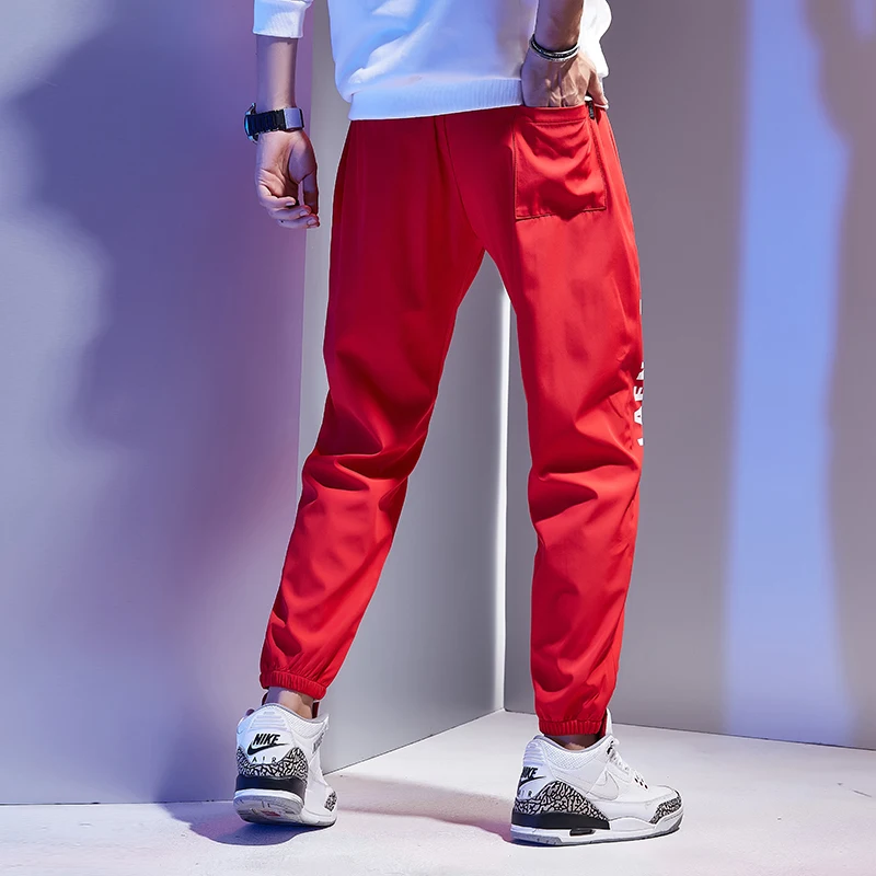 Мужские спортивные брюки в стиле хип хоп с эластичной талией|Повседневные брюки|
