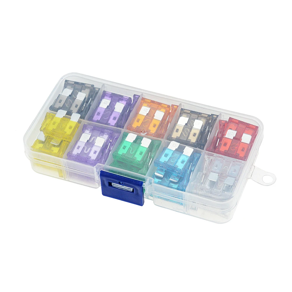 100 шт./кор. средние Автомобильные предохранители 2A 3A 5A 7.5A 10A 15A 20A 25A 30A 35A с