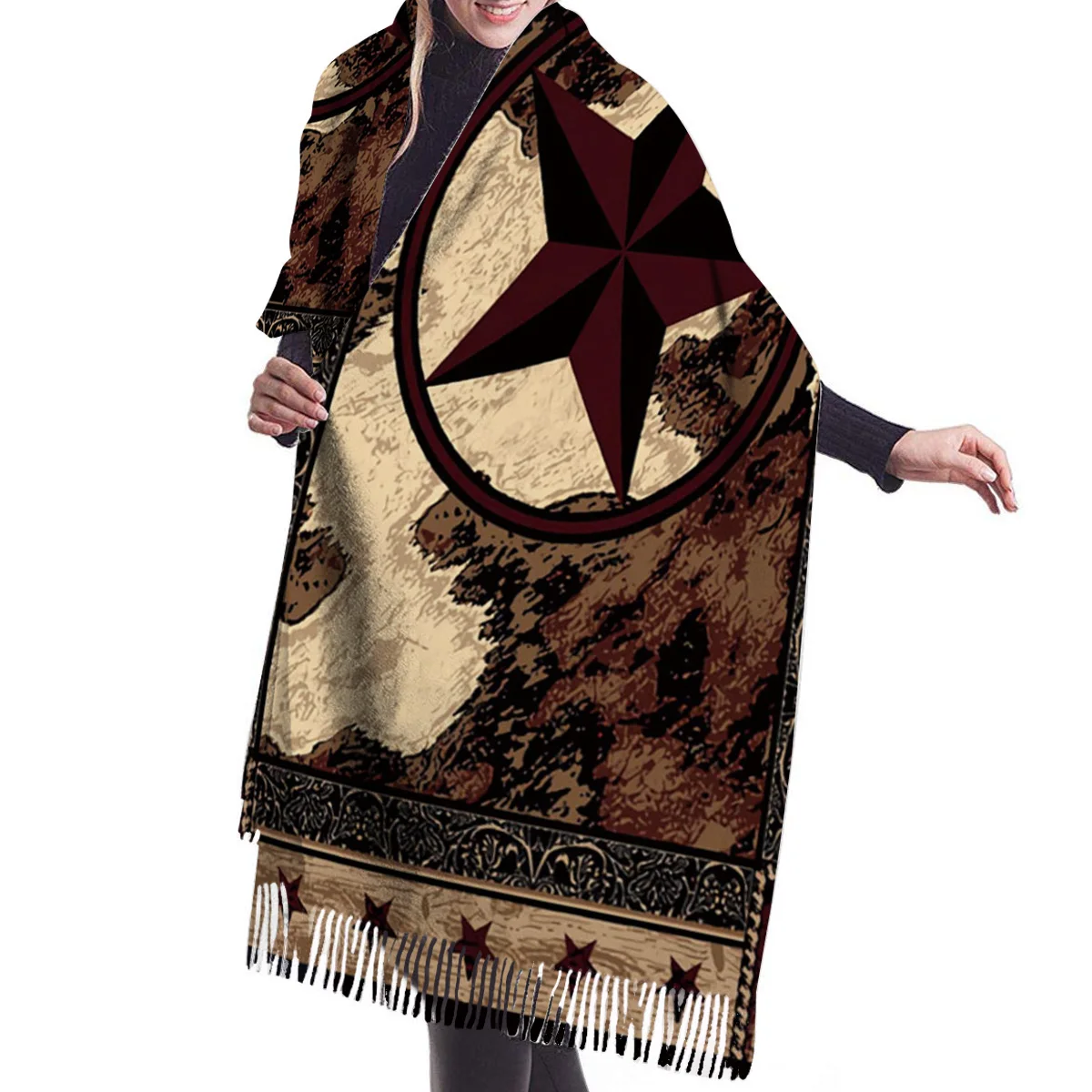 Женский зимний шарф Западный Техас звезда в деревенском стиле женские