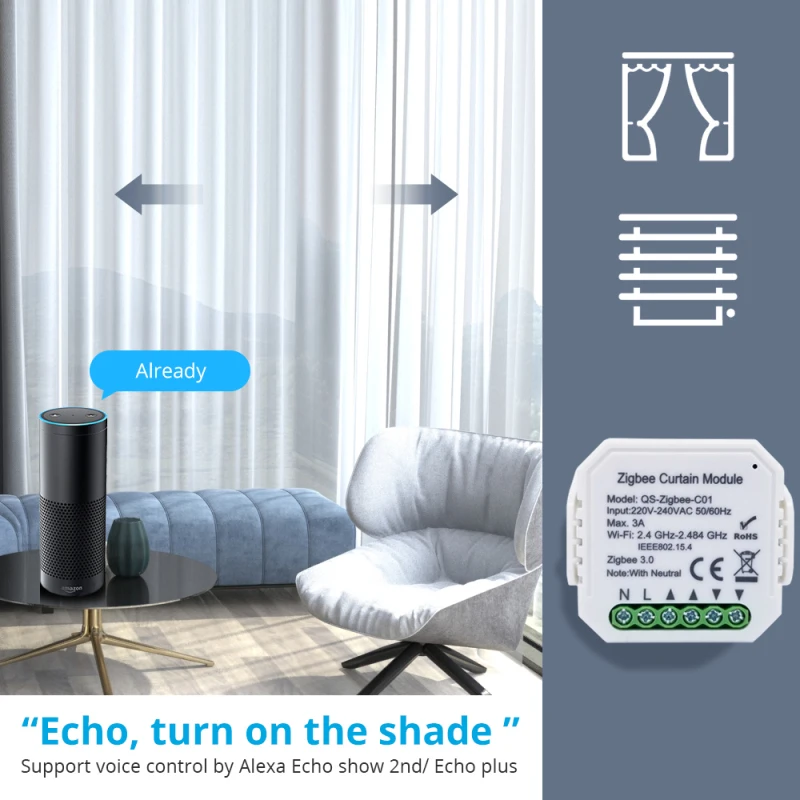

Zigbee Tuya Smart Curtain Switch Controller Home Switch Voice Remote Control With Alexa With Google Home To Use Smart Home