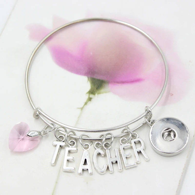 

10 шт. оптовая продажа кристалл сердце очарование Начальная письмо учительницы Расширяемый провод оснастки браслет ювелирные изделия для у...