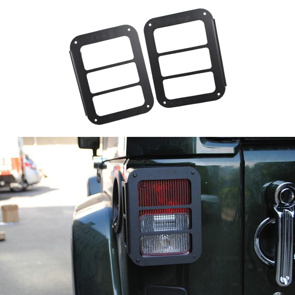 

Taillight Lamp Decoration Cover Guard Trim Decal for Jeep Wrangler JK 2007-2017 2/4-Door Car Exterior Accessories Iron Black