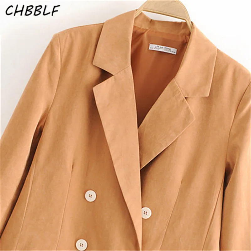 CHBBLF женский элегантный двубортный блейзер с карманами длинным рукавом женская