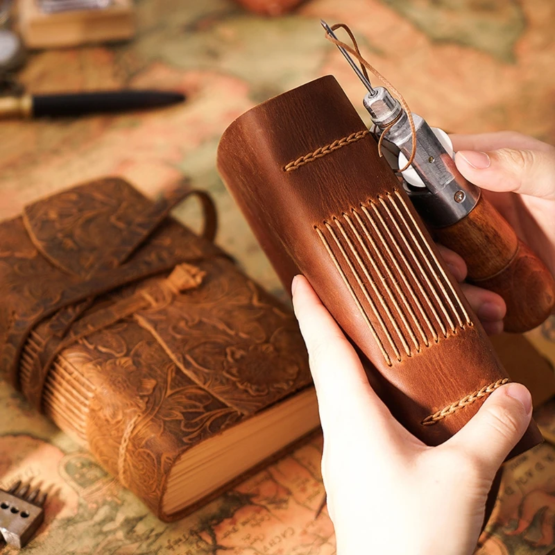 

F3MA Exquisite Retro Leather Notepad Notebook Antique Leather Diary Handmade Leather Bound Sketchbook Embossed Floral Cover