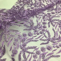 elegant handmade beaded french lace fabric high quality sequins embroidery african tulle lace fabric for party ts9582
