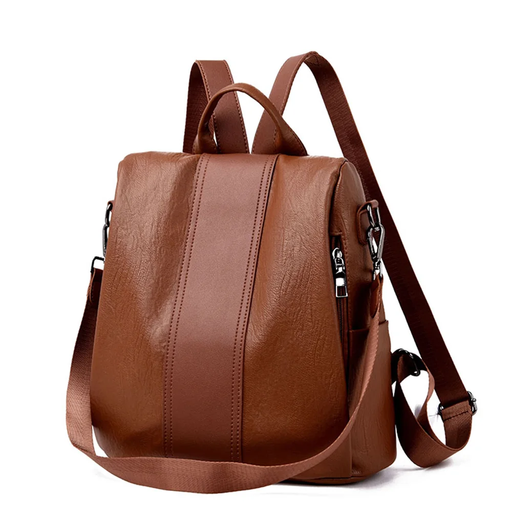 Женский рюкзак 2 в 1 из мягкой кожи вместительный с защитой от кражи для девочек