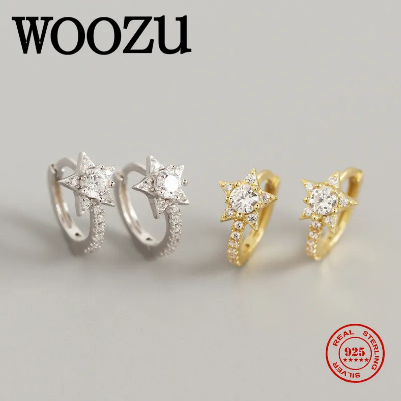 WOOZU корейские мужские рок шикарные блестящие звезды уха Пряжка для женская