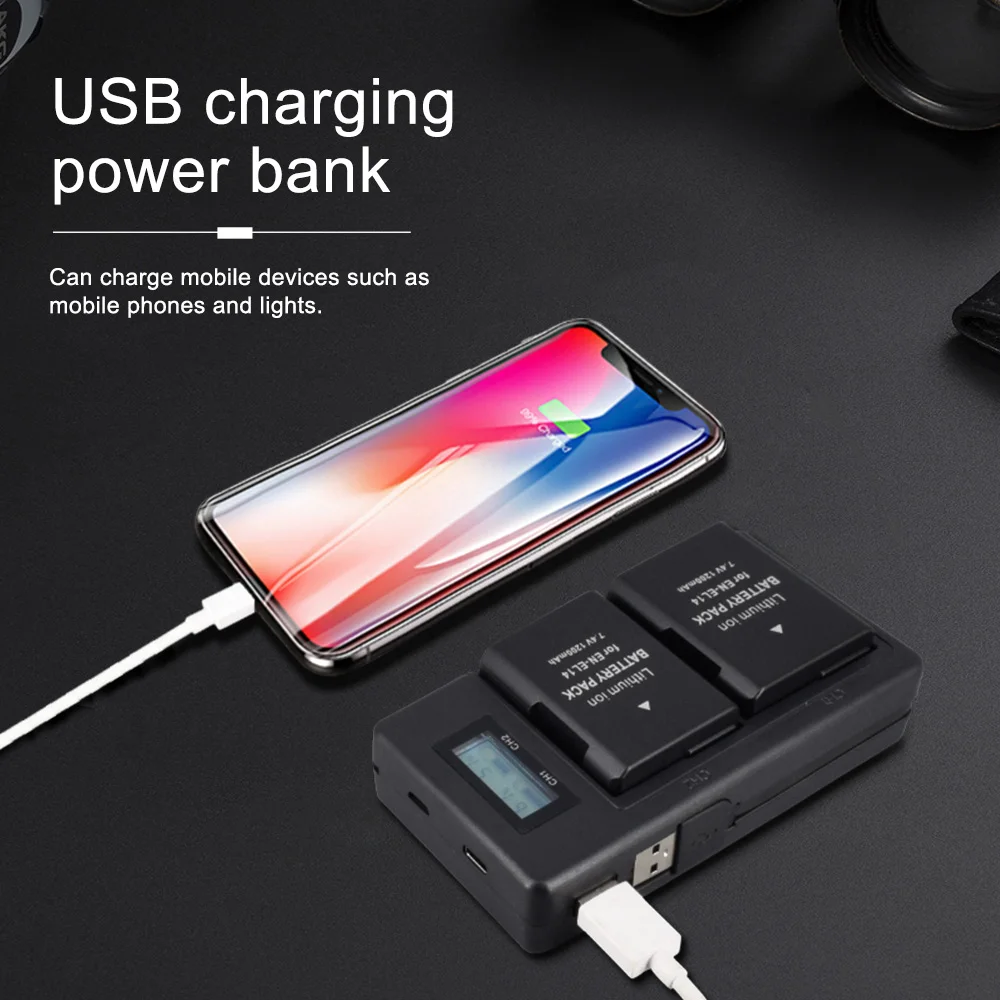 Батарейки EN EL14 EL14a ENEL14 2 шт. + двойное зарядное устройство USB для Nikon|Цифровые
