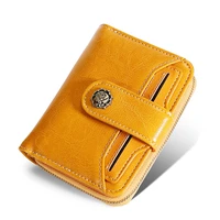 genuine leather wallet female women wallet yellow rfid short zipper coin purse card holders women purse ladies small wallets