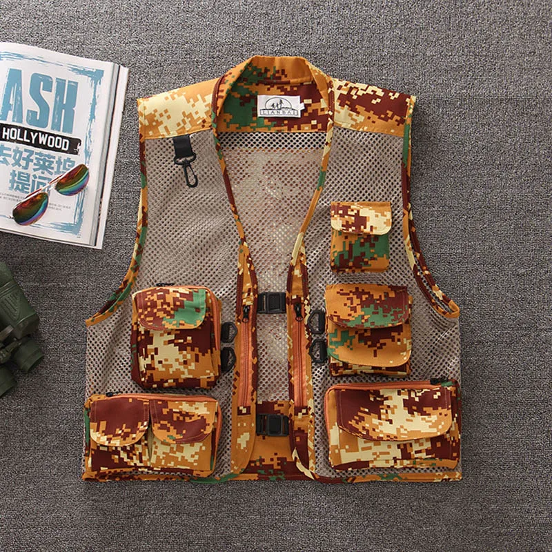 

Multi-pockets Cardigan Men Casual Trend Sports Vest Jacket Coat Men Streetwear Outwear Camo Outdoor Photography Fishing Formal