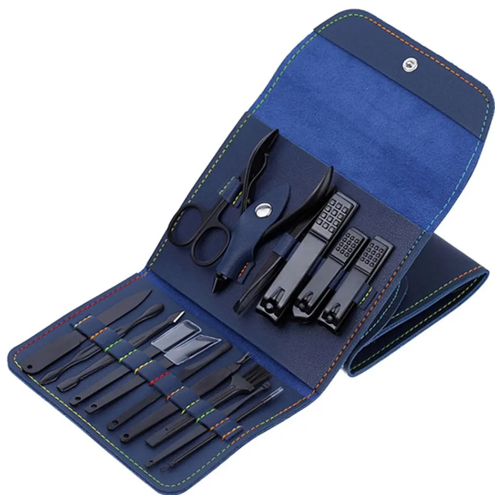

Coffee Nursing Tool Set 7022D Stainless Steel Manicure Scissors Care Tool Set Exquisite Leather Bag Oblique Nail Scissors