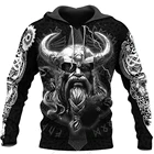 Новинка, модный спортивный костюм Vikings God Viking Татуировка воина Harajuku, уличный пуловер с 3D-принтом, толстовки для мужчин и женщин