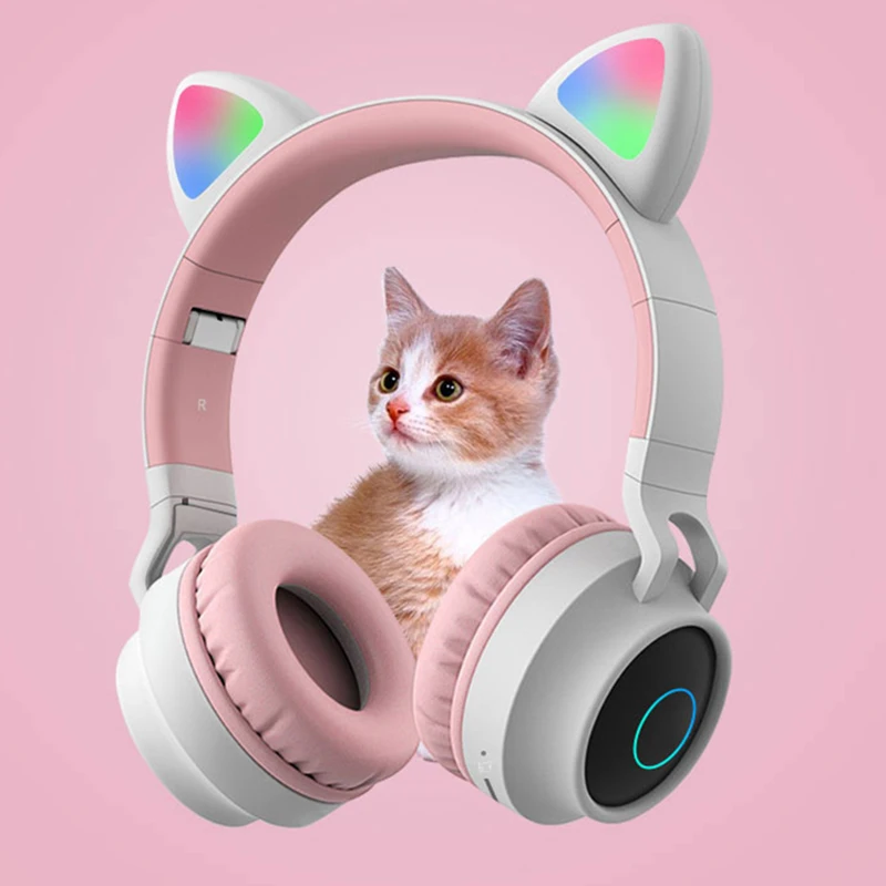 

Bluetooth Cat Ears Headphones with Microphones Support TF Card AUX Mode Game Earphones Computer Headset Auriculares Bluetooth