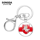 SONGDA белые рыцарские Республика Беларусь Национальный брелок для ключей Флаг высокого качества с серебряным покрытием стекло кабошон ключ держатель мешка