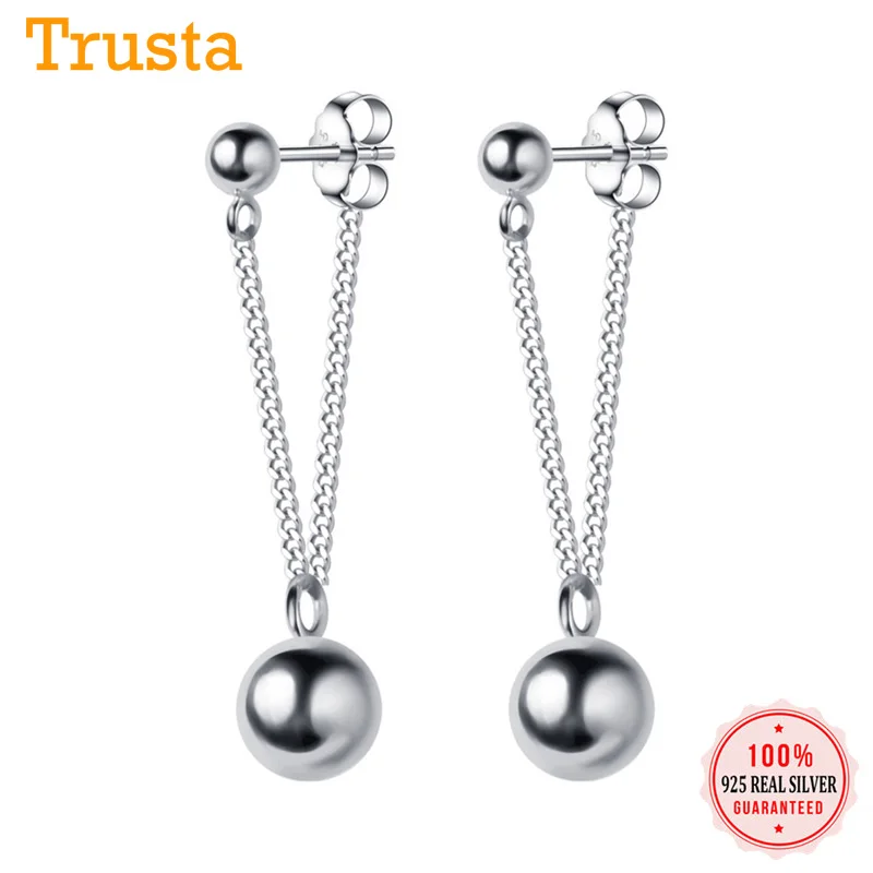 Серьги-гвоздики с бусинами 100% 925 пробы серебряные серьги милый подарок для женщин