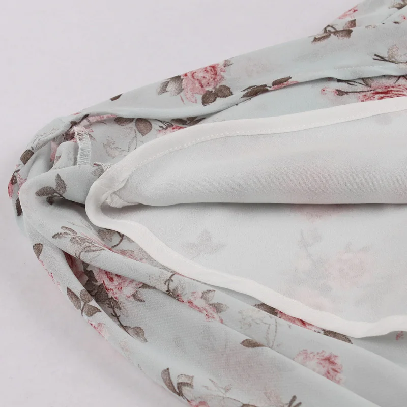 

Chiffon Floral Dress Summer Sundress 2020 High Waist V-Neck Casual Wrap Dress Women Elegant Vacation Print Vintage Midi Dresses