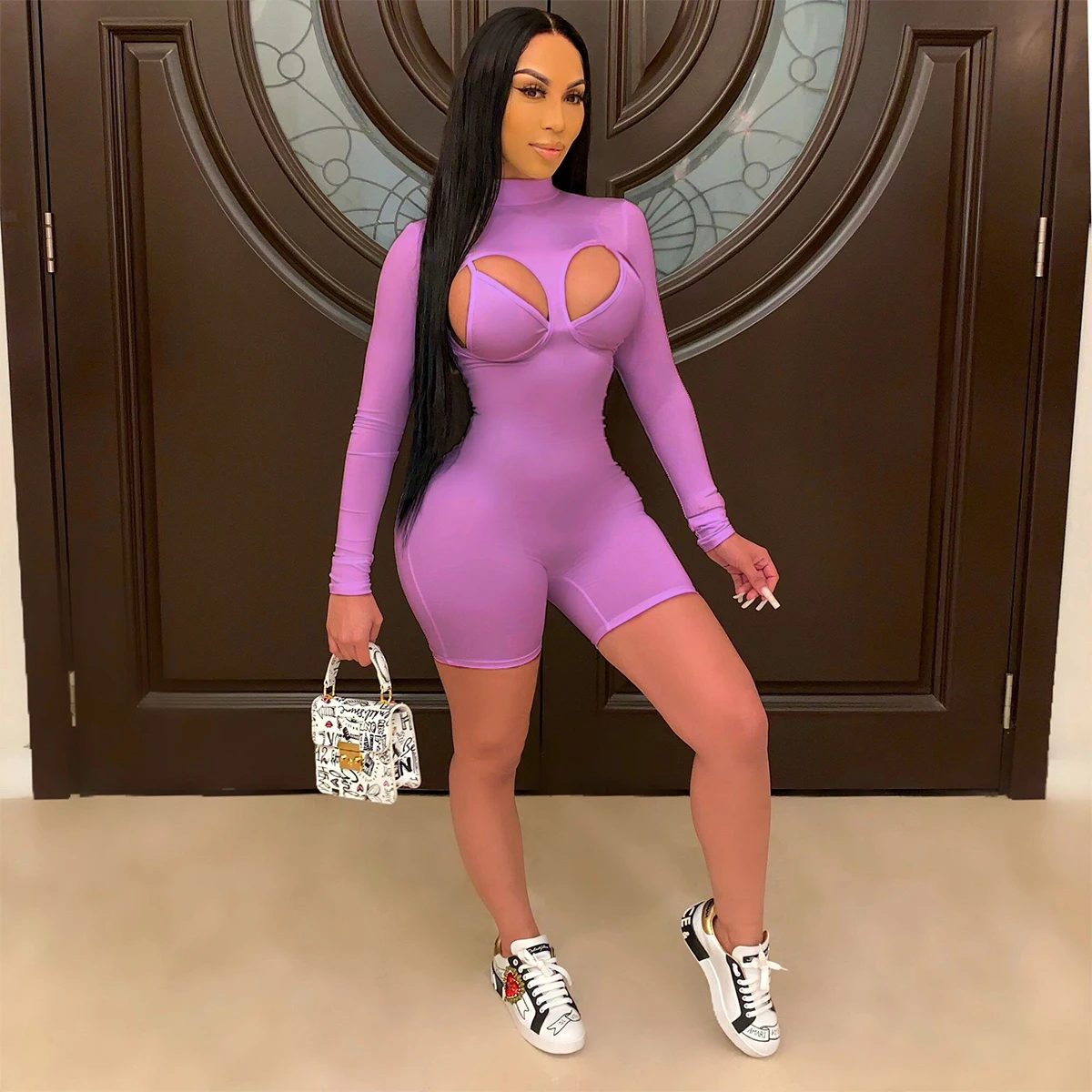 

hirigin Sexy Two Piece Set Hollow Bodycon Playsuit Bandage Crop Top Summer Clothing for Women Night Club Outfits Matching Sets