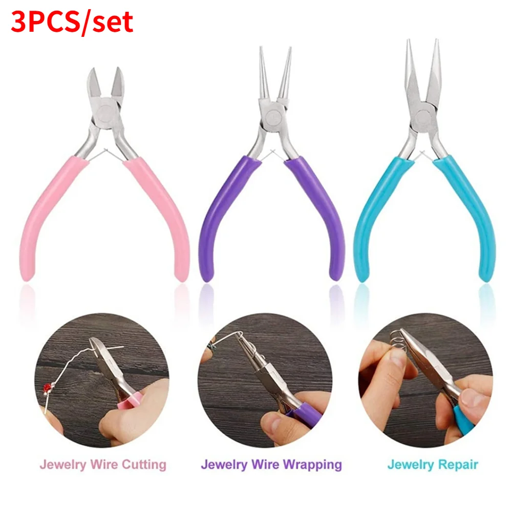 

Jewelry Pliers Sets DIY Jewelry Tools Kit for Jewelry Making DIY Round Nose Plier Wire Cutter Plier Side Cutting Plier Hand Tool