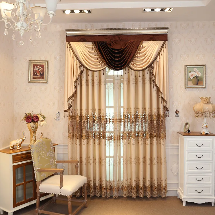 Американский стиль шторы для гостиной от пола до потолка водорастворимые