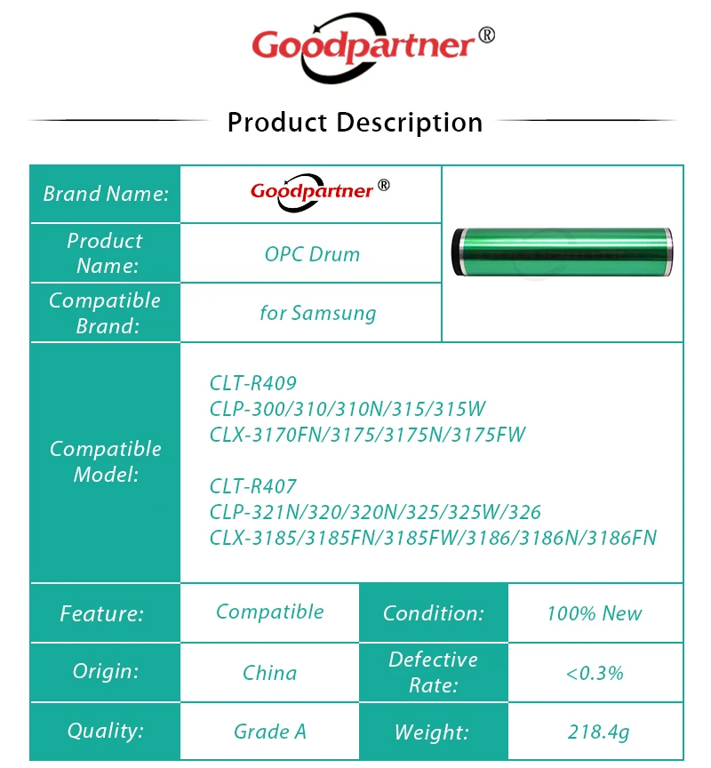 1X барабан для Samsung CLP 310N 315W 320K 320N 320W 321N 325K 325W CLX 3175FN 3175FW 3175N 3185FN 3185FW 3185K 3185N 3185NK 3185W|opc