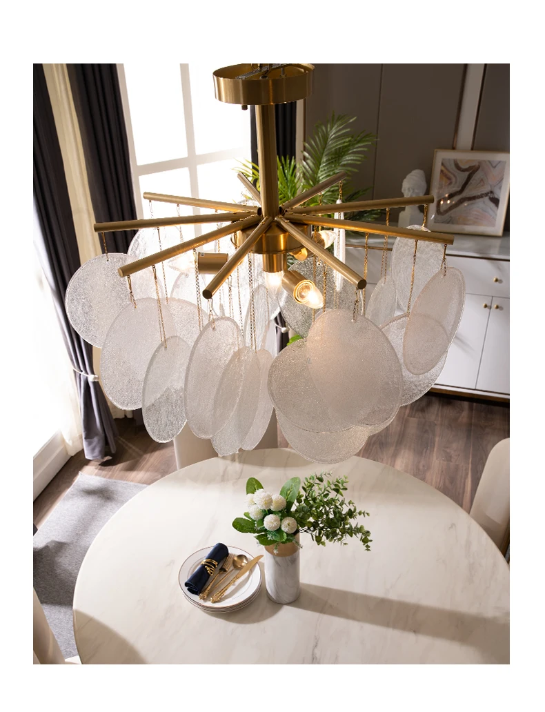 

Nordic post-modern dining room chandelier simple Nordic style living room bedroom all copper personality creative art lamps